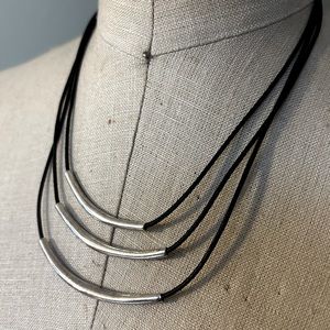 Silpada Tri-strand black leather and Sterling Silver necklace